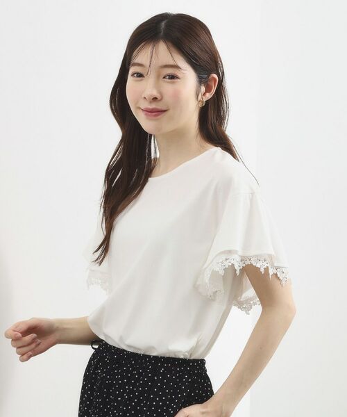 grove / グローブ カットソー | レースレイヤードフレアスリーブTシャツ（オフホワイト(003)）