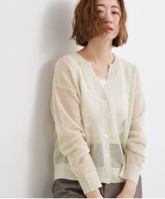grove / グローブ カーディガン・ボレロ | ラメメッシュキーネックカーディガン