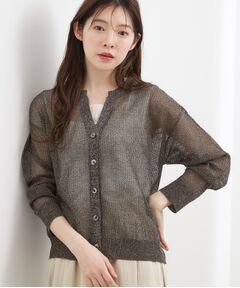 grove / グローブ カーディガン・ボレロ | ラメメッシュキーネックカーディガン
