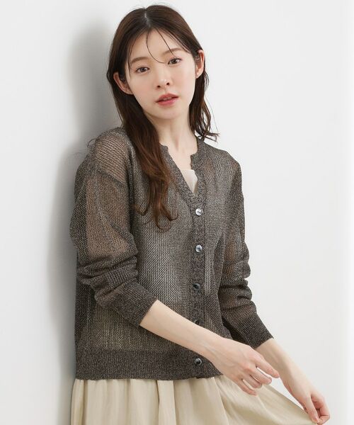 grove / グローブ カーディガン・ボレロ | ラメメッシュキーネックカーディガン | 詳細5