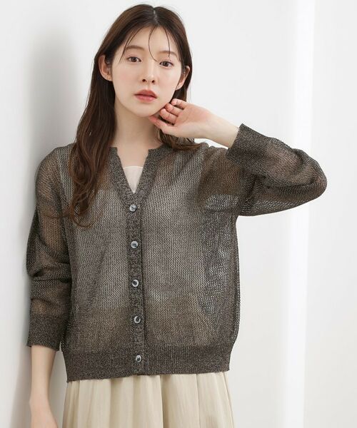 grove / グローブ カーディガン・ボレロ | ラメメッシュキーネックカーディガン | 詳細6
