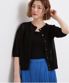 grove / グローブ カーディガン・ボレロ | 五分袖メッシュカーディガン