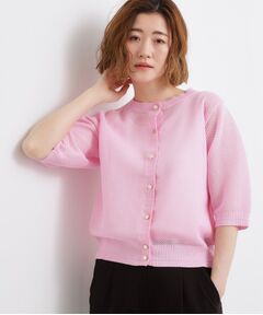 grove / グローブ カーディガン・ボレロ | 五分袖メッシュカーディガン