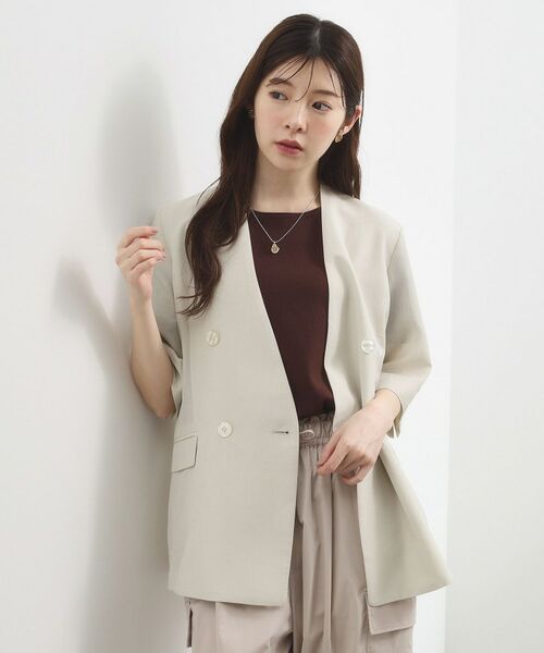 grove / グローブ テーラードジャケット | シアー ハーフスリーブジャケット（オフ(004)）