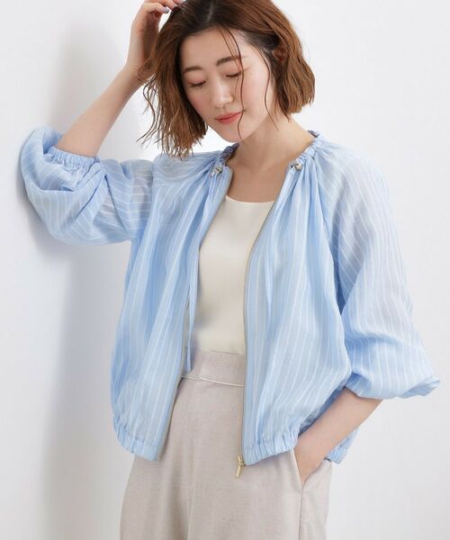 grove / グローブ レザーブルゾン・ジャケット | シアー ドロストブルゾン（ブルーストライプ(390)）