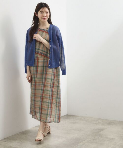 grove / グローブ ロング・マキシ丈ワンピース | アートチェックワンピース | 詳細7