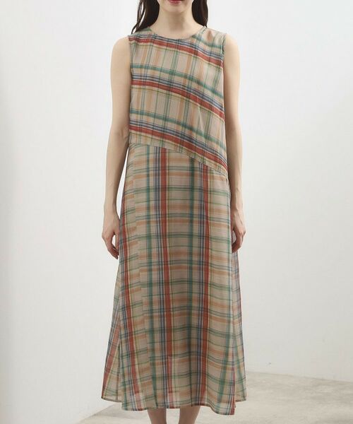 grove / グローブ ロング・マキシ丈ワンピース | アートチェックワンピース | 詳細9