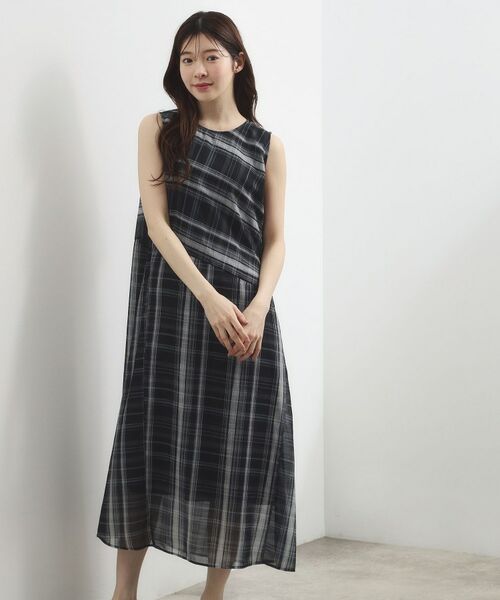 grove / グローブ ロング・マキシ丈ワンピース | アートチェックワンピース（ブラック(219)）