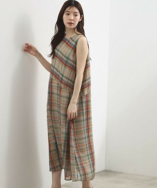 grove / グローブ ロング・マキシ丈ワンピース | アートチェックワンピース（ベージュ(252)）
