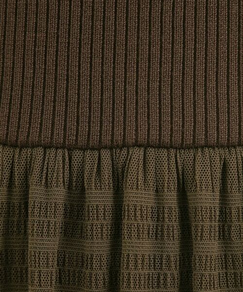 grove / グローブ ロング・マキシ丈ワンピース | リブニット×チェックチュール ドッキングワンピース | 詳細12