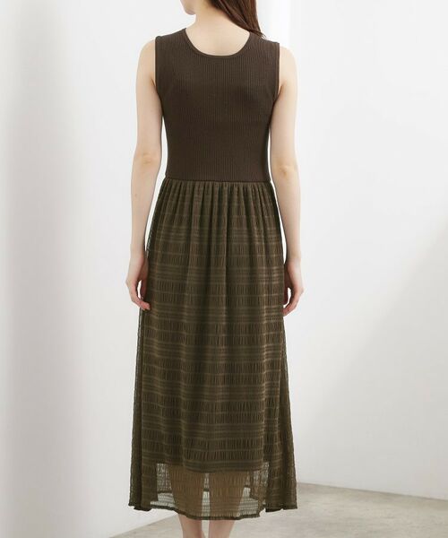 grove / グローブ ロング・マキシ丈ワンピース | リブニット×チェックチュール ドッキングワンピース | 詳細15