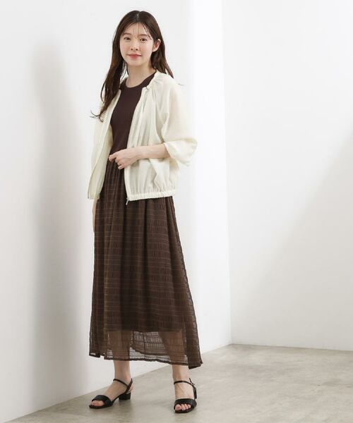 grove / グローブ ロング・マキシ丈ワンピース | リブニット×チェックチュール ドッキングワンピース | 詳細20