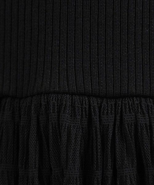 grove / グローブ ロング・マキシ丈ワンピース | リブニット×チェックチュール ドッキングワンピース | 詳細4