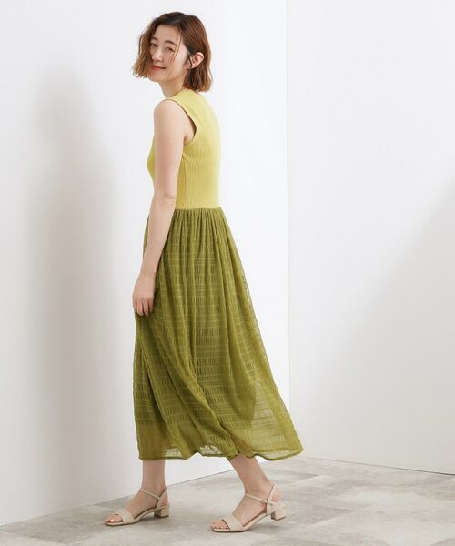 grove / グローブ ロング・マキシ丈ワンピース | リブニット×チェックチュール ドッキングワンピース | 詳細6