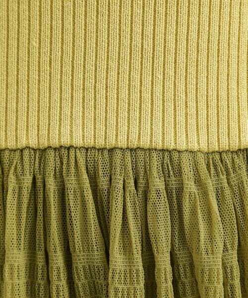 grove / グローブ ロング・マキシ丈ワンピース | リブニット×チェックチュール ドッキングワンピース | 詳細8