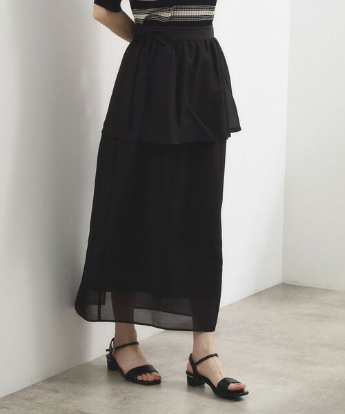 grove / グローブ ロング・マキシ丈スカート | シアーレイヤードペプラムスカート | 詳細5