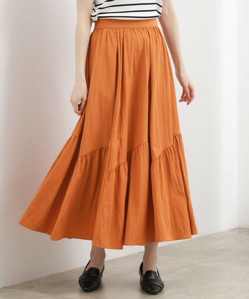 grove / グローブ ロング・マキシ丈スカート | エスカルゴティアードスカート（オレンジ(067)）