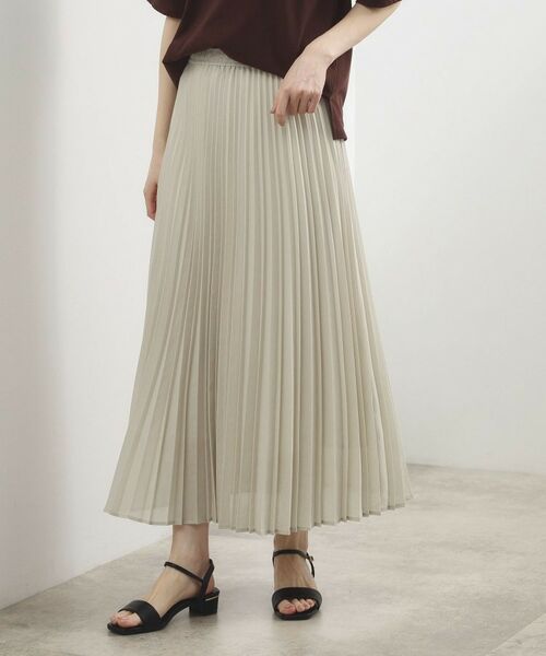 grove / グローブ ロング・マキシ丈スカート | ドライタッチプリーツスカート（グレージュ(050)）