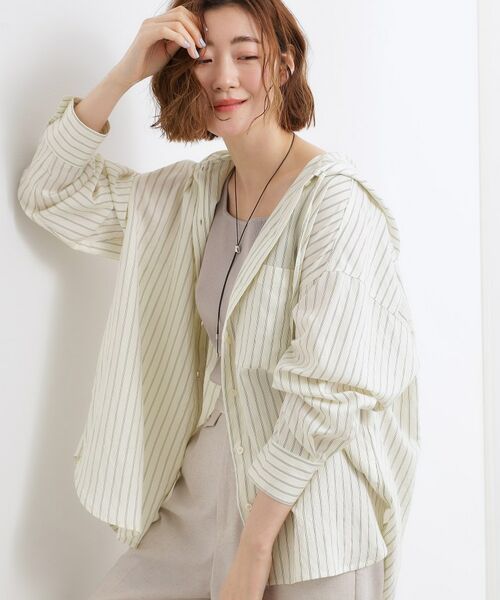 grove / グローブ シャツ・ブラウス | ストライプ フーディシャツ | 詳細1