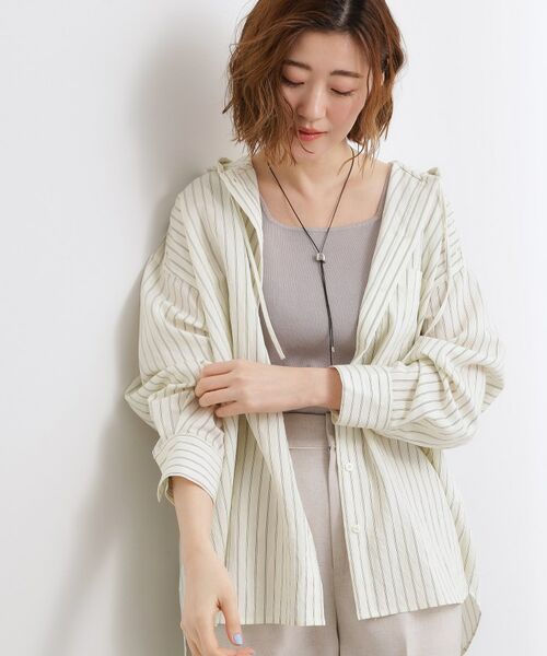 grove / グローブ シャツ・ブラウス | ストライプ フーディシャツ | 詳細2