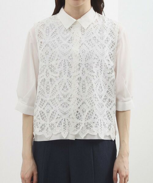 grove / グローブ シャツ・ブラウス | レースベスト×シアーブラウスSET | 詳細8