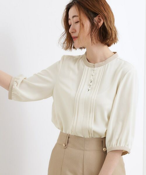 grove / グローブ シャツ・ブラウス | フロントタック配色ブラウス（オフホワイト(503)）