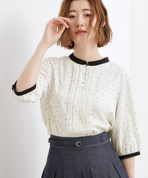 grove / グローブ シャツ・ブラウス | フロントタック配色ブラウス（オフホワイト(103)）