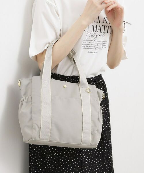 grove / グローブ トートバッグ | 【撥水】ギャザーラインテープ2WAYトート（ライトグレー(011)）
