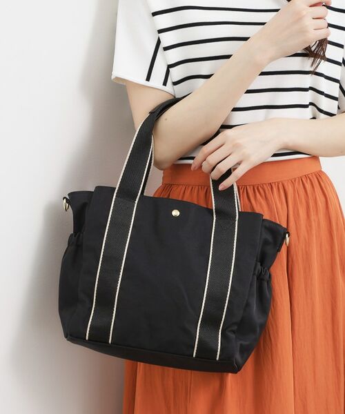 grove / グローブ トートバッグ | 【撥水】ギャザーラインテープ2WAYトート（ブラック(019)）