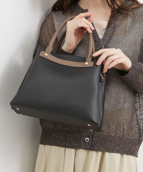 grove / グローブ トートバッグ | スタッズ中仕切り2WAYトート（ブラック(519)）