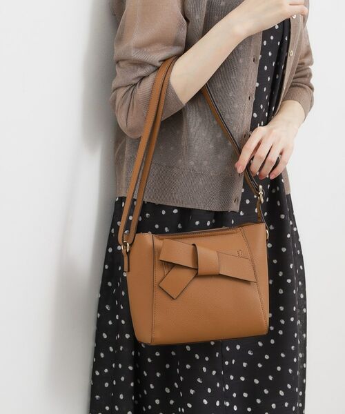 grove / グローブ ショルダーバッグ | 一枚革風リボンショルダー（キャメルブラウン(041)）