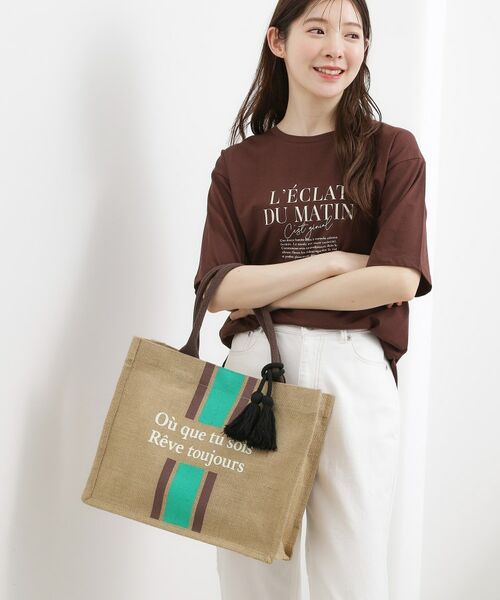 grove / グローブ トートバッグ | ストライプジュートタッセルA4トート | 詳細1