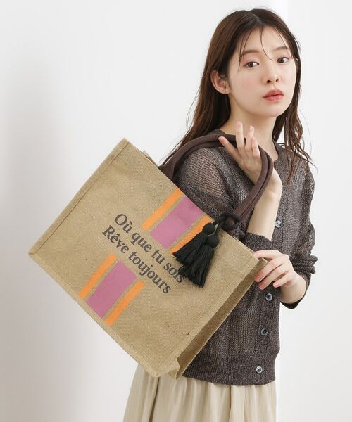 grove / グローブ トートバッグ | ストライプジュートタッセルA4トート | 詳細3