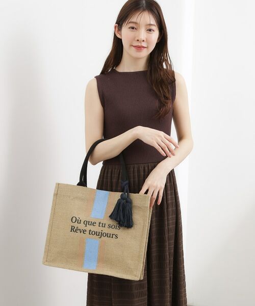 grove / グローブ トートバッグ | ストライプジュートタッセルA4トート | 詳細5