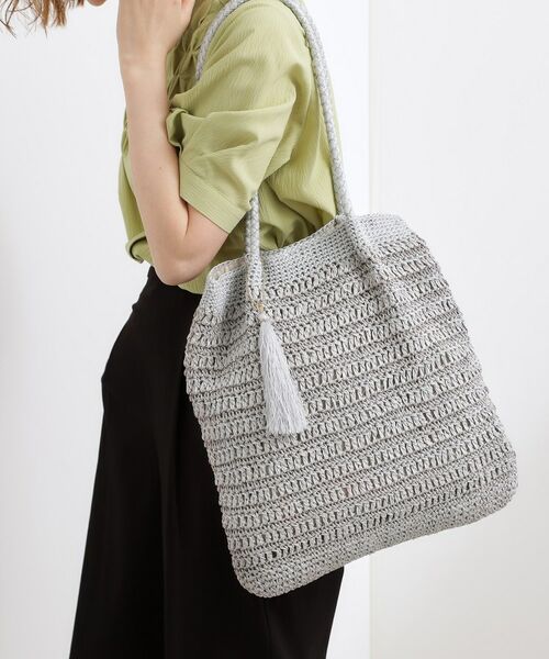 grove / グローブ トートバッグ | レーヨンペーパータッセルトート（ライトグレー(011)）