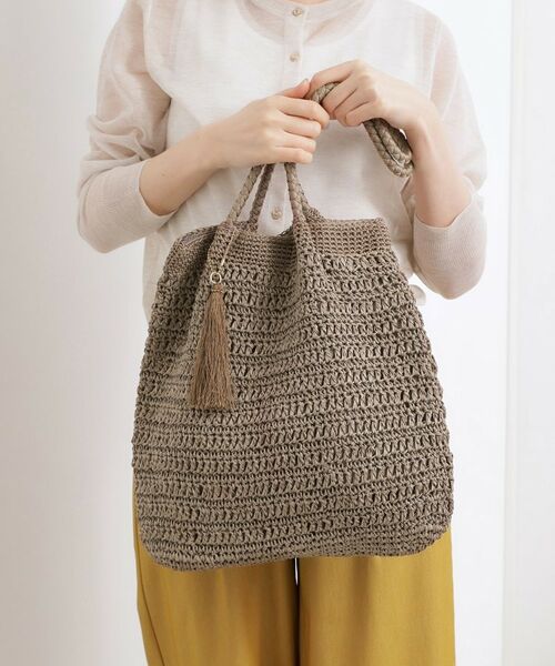 grove / グローブ トートバッグ | レーヨンペーパータッセルトート（モカブラウン(042)）