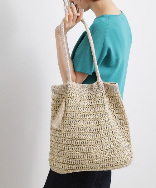 grove / グローブ トートバッグ | レーヨンペーパータッセルトート（ライトベージュ(051)）