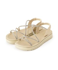 grove / グローブ サンダル | 【人間工学】ワンタッチラインストーンストラップ厚底サンダル