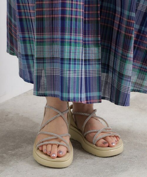 grove / グローブ サンダル | 【人間工学】ワンタッチラインストーンストラップ厚底サンダル | 詳細6