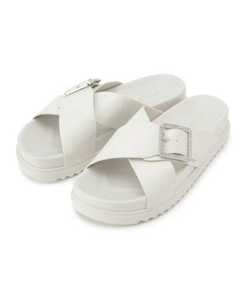 grove / グローブ サンダル | ビジューバックルクロスサンダル（アイボリー(004)）