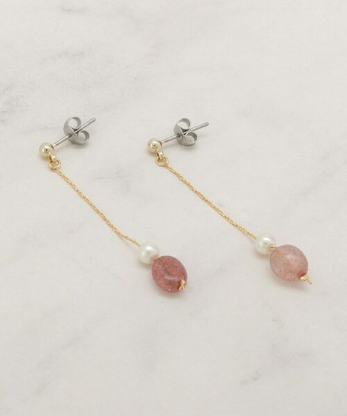 grove / グローブ ピアス・イヤリング | 天然石フェイクパールピアス【日本製】（ピンク(071)）