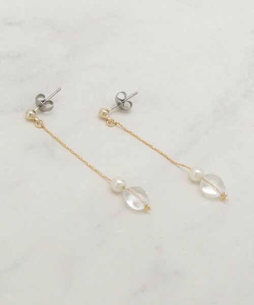 grove / グローブ ピアス・イヤリング | 天然石フェイクパールピアス【日本製】（クリスタル/透明(000)）