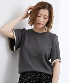 【シリーズ累計32万枚！名品ニット】やわらかドライタッチ スカラップスリーブニット