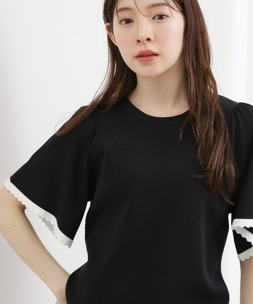 grove / グローブ ニット・セーター | 【名品】やわらかドライタッチ スカラップスリーブニット | 詳細1