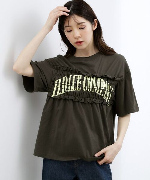 grove / グローブ Tシャツ | 【Lee】SHIRRING H／S TEE（チャコールグレー(014)）