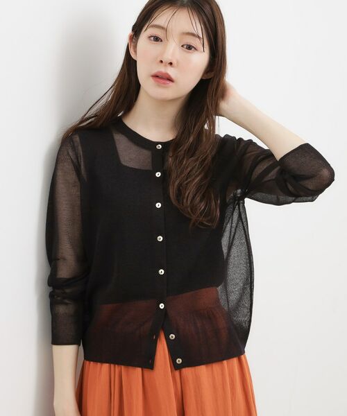 grove / グローブ カーディガン・ボレロ | シアークルーカーディガン（ブラック(019)）