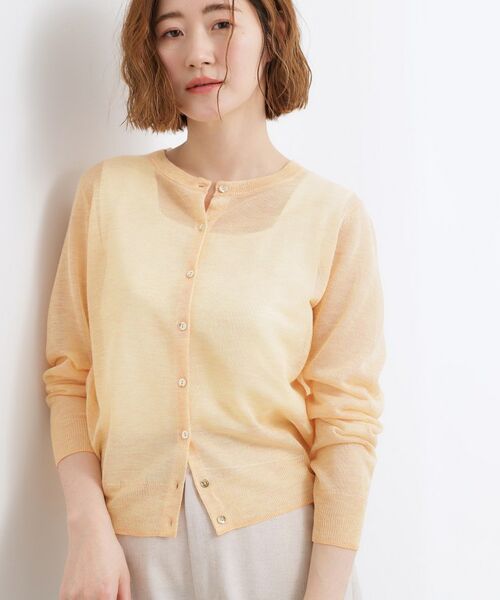 grove / グローブ カーディガン・ボレロ | シアークルーカーディガン（オレンジ(065)）