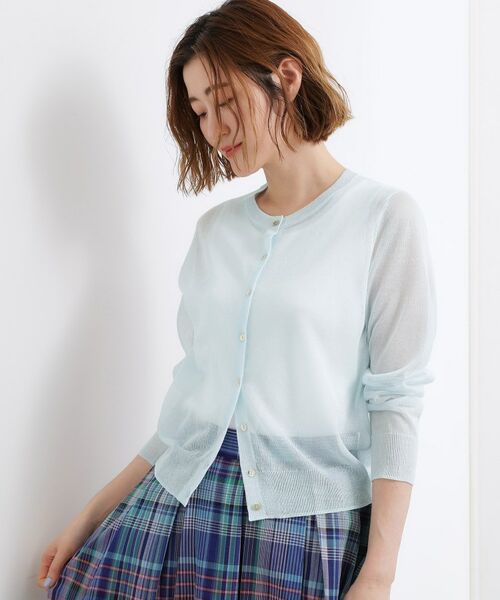 grove / グローブ カーディガン・ボレロ | シアークルーカーディガン（サックスブルー(090)）