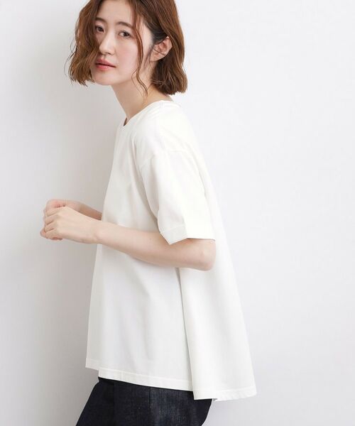 grove / グローブ Tシャツ | 【遮熱/吸水速乾/接触冷感/UVカット】フレアシルエットTシャツ(オフホワイト(003))