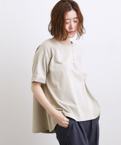 grove / グローブ Tシャツ | 【遮熱/吸水速乾/接触冷感/UVカット】フレアシルエットTシャツ(グレー(012))
